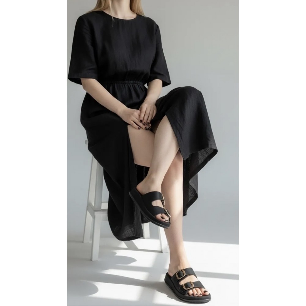 Slide, black comfortable slide with two bars 