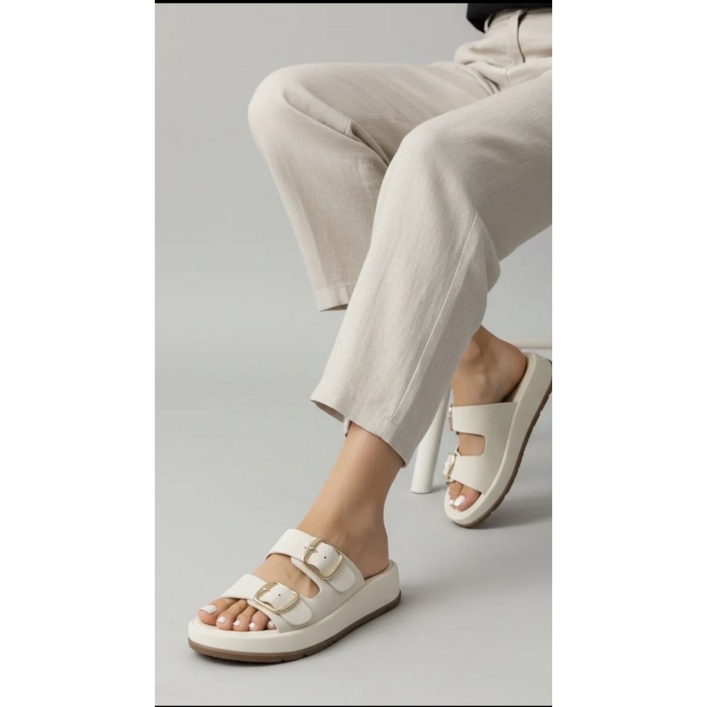 Slide, white comfortable sandal 