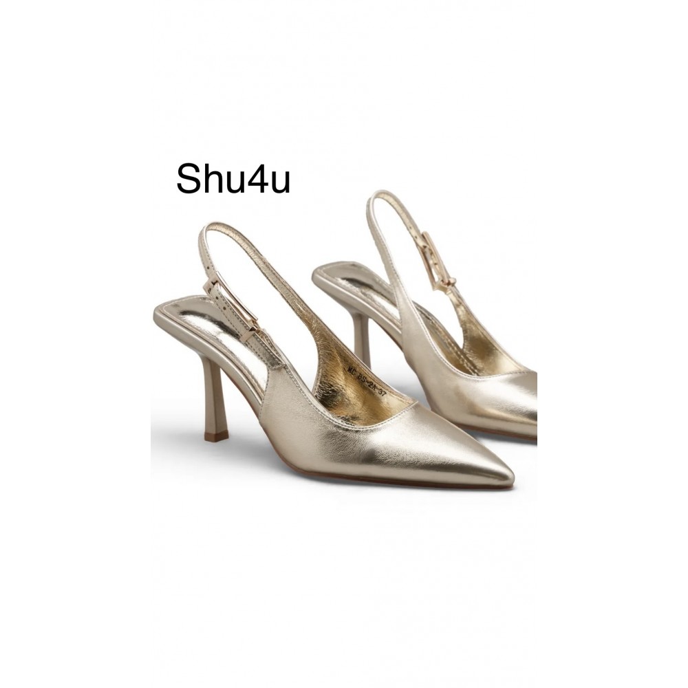 Dress shoe, gold slingback