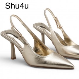 Dress shoe, gold slingback