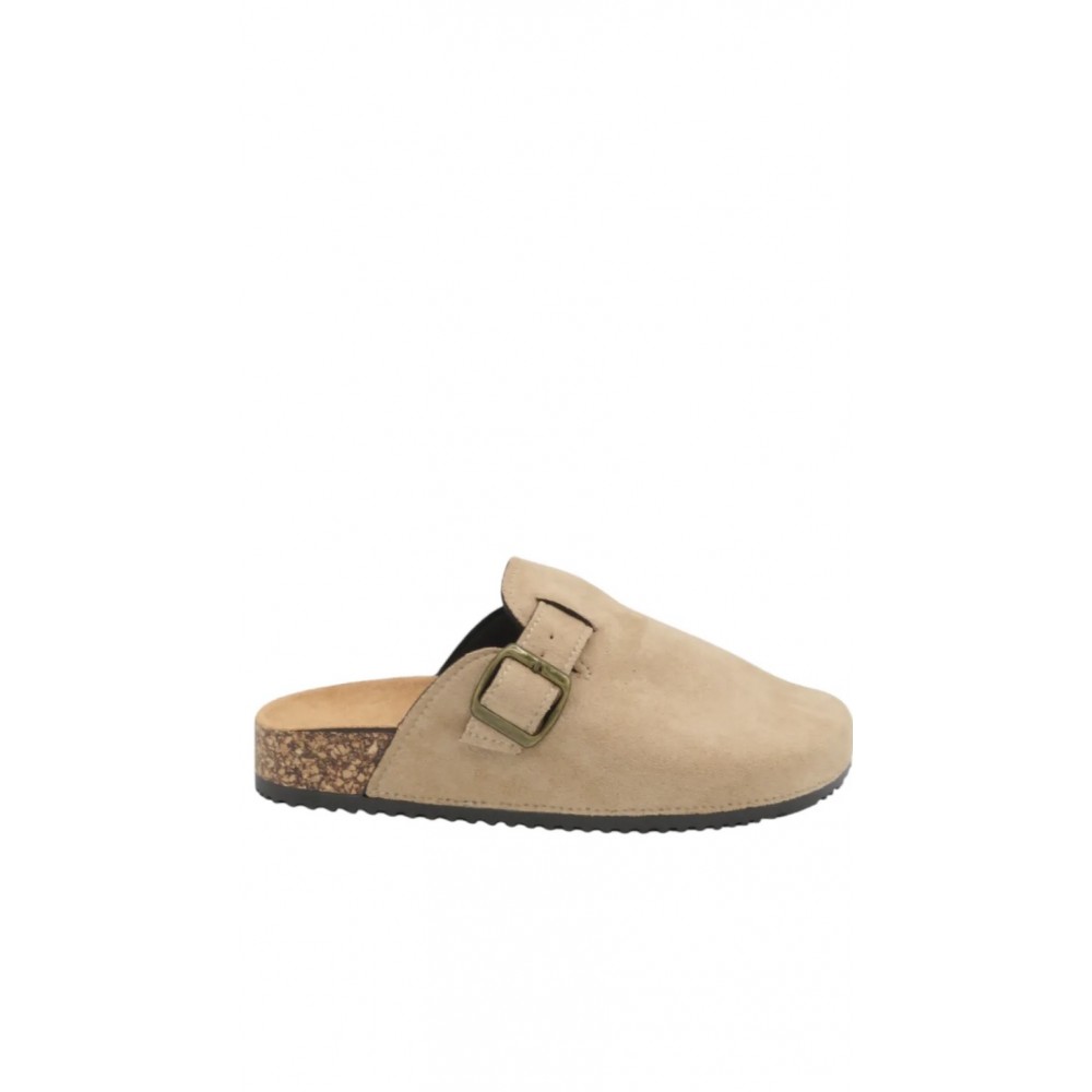 Slide, khaki with closed toe