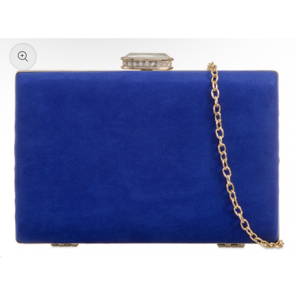 Royal blue box clutch bag