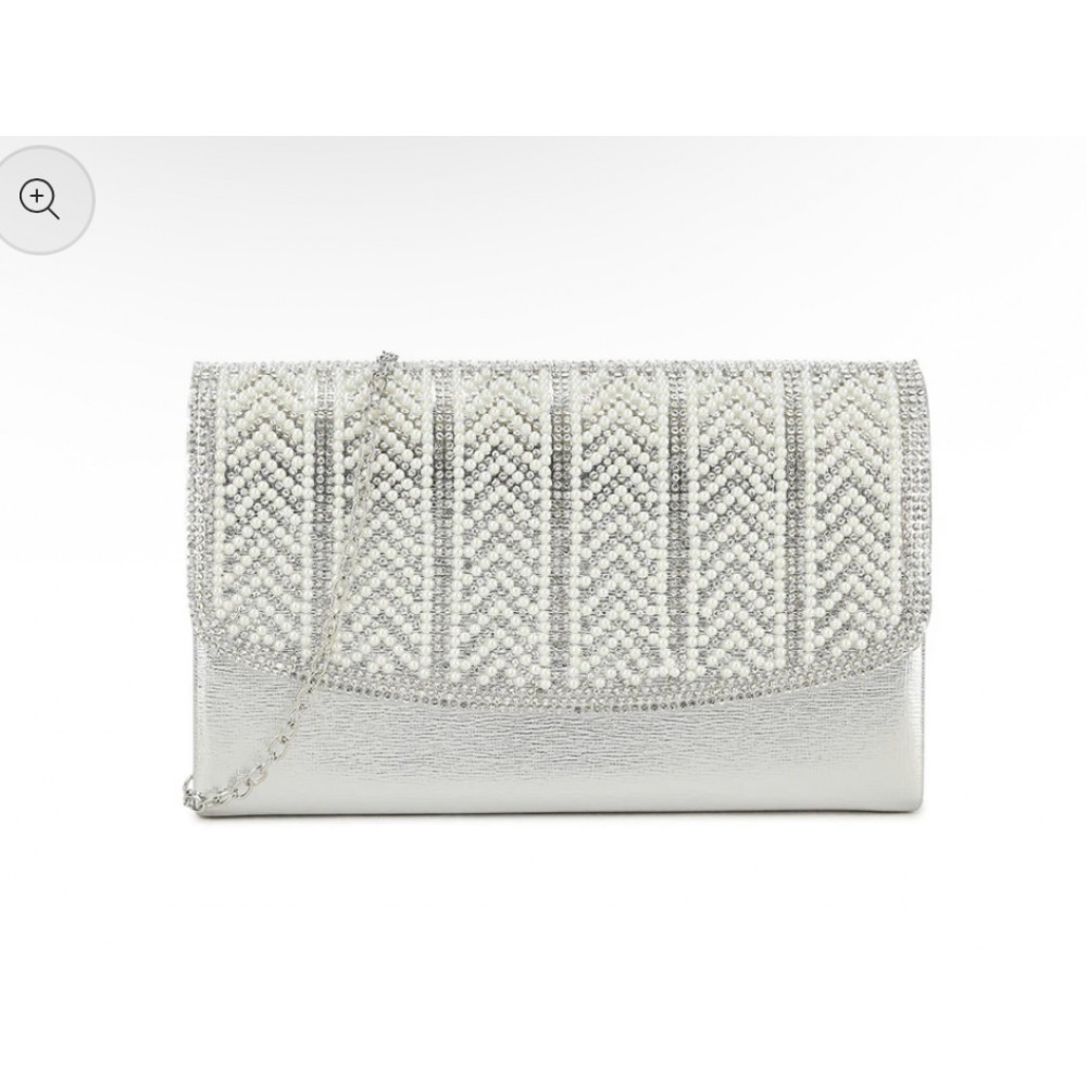 Silver clutch bag