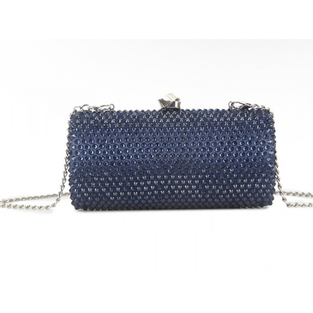 Navy box clutch bag