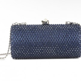 Navy box clutch bag