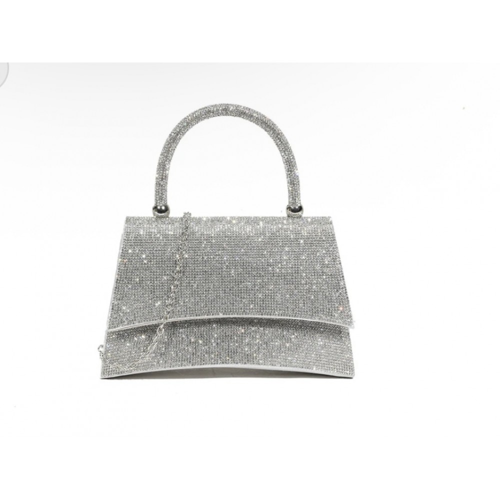 Top handle silver dress bag