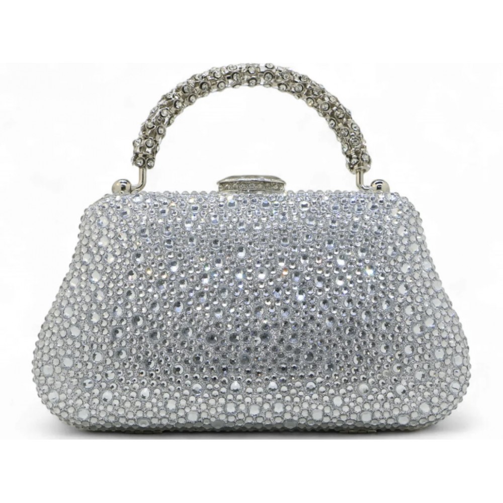 Silver diamanté evening bag 