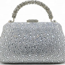 Silver diamanté evening bag 
