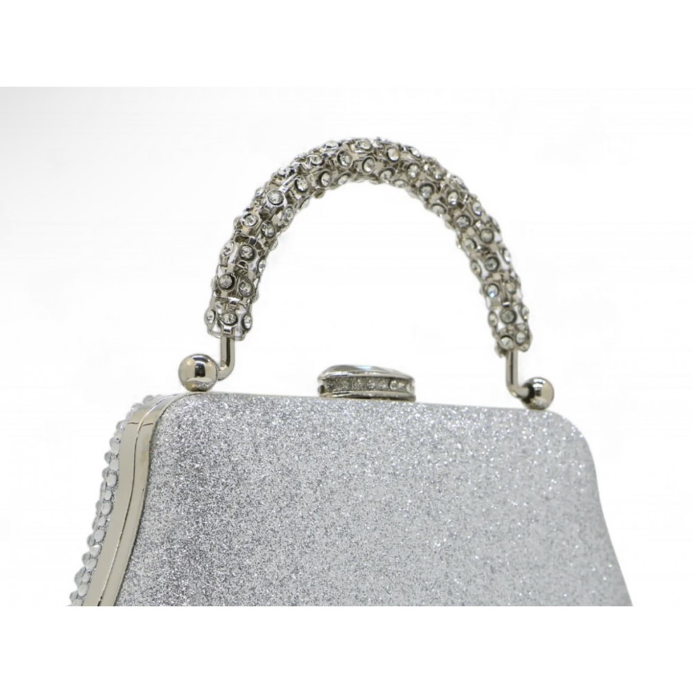 Silver diamanté evening bag 