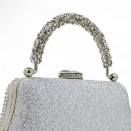 Silver diamanté evening bag 