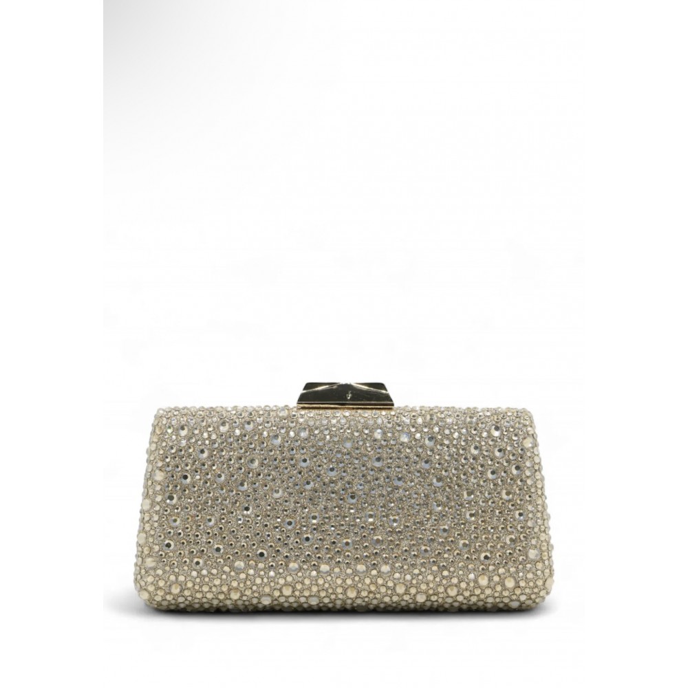 Gold compact clutch bag