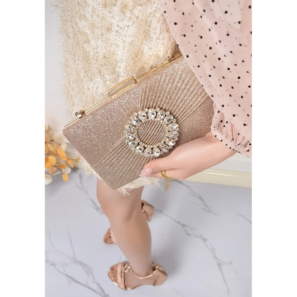 Rose gold box clutch bag 