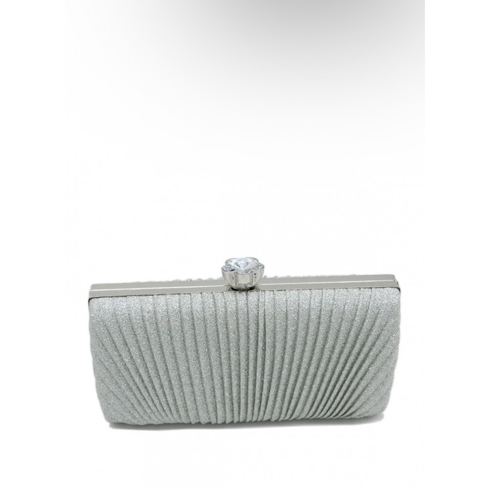 Silver compact box clutch bag