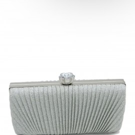 Silver compact box clutch bag