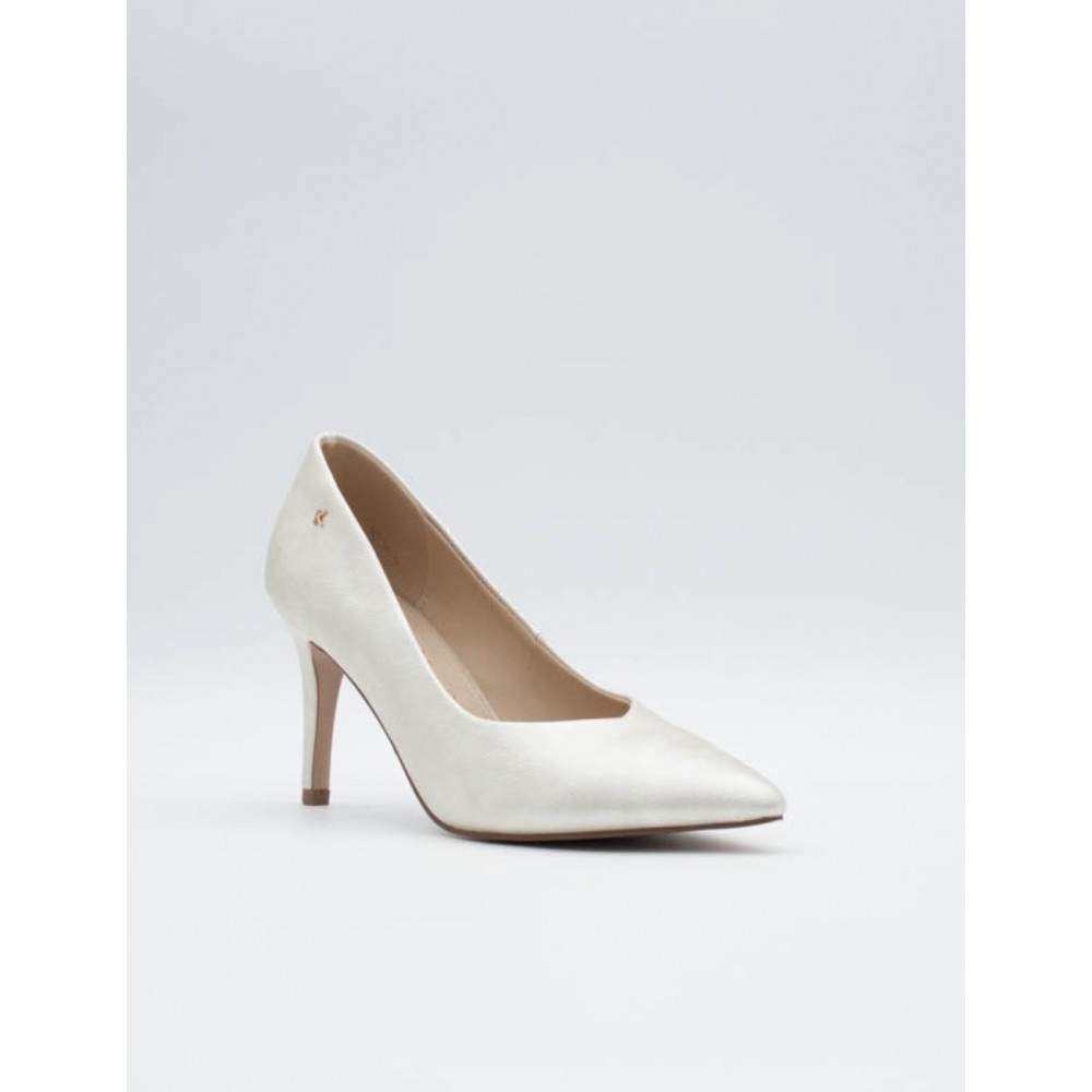 Dress shoe, pearl white court shoe with stiletto heel