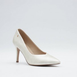 Dress shoe, pearl white court shoe with stiletto heel