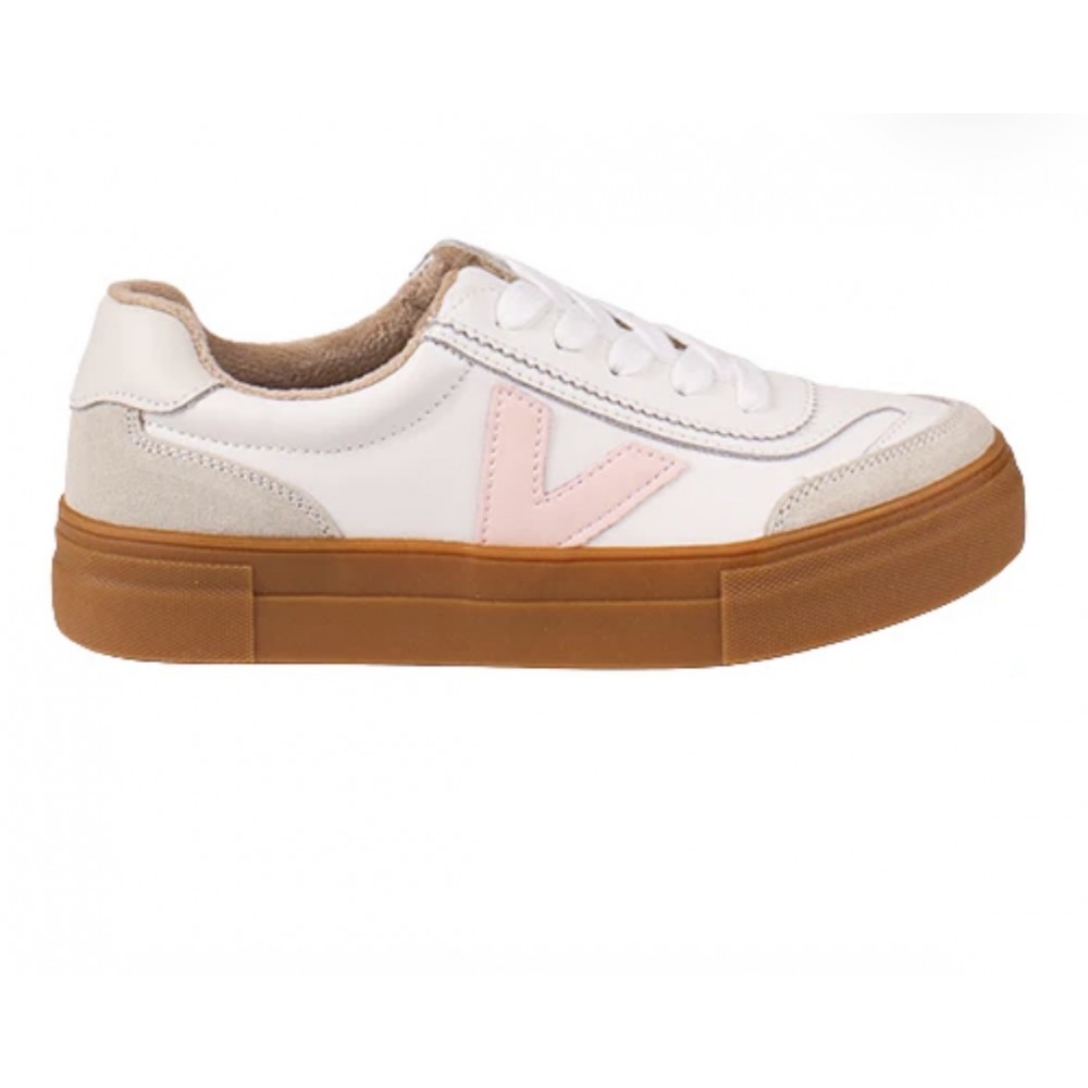 Trainer, white with pink V
