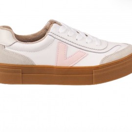 Trainer, white with pink V