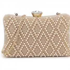 Box clutch bag in rose gold