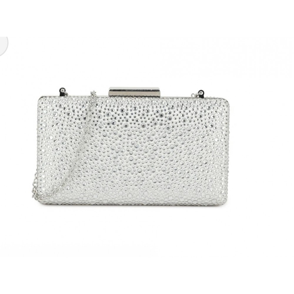 Silver box clutch bag