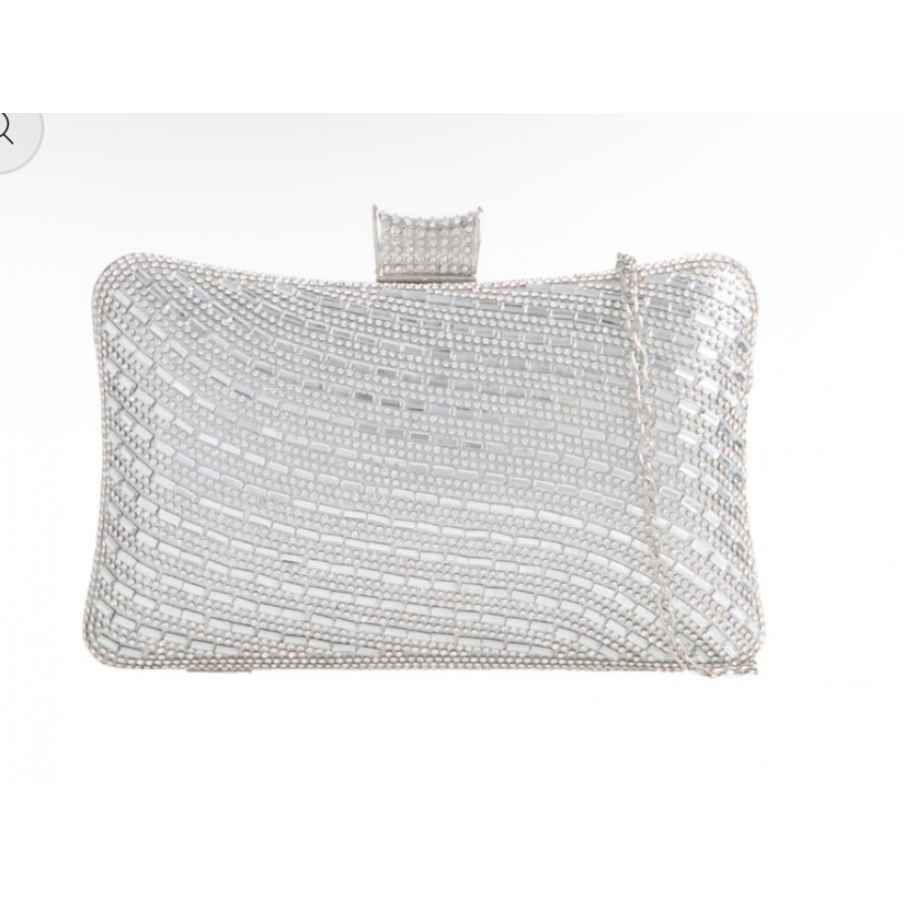 Silver box clutch bag