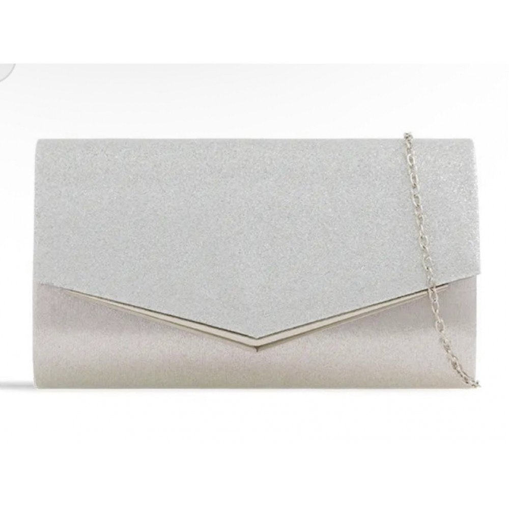 Silver clutch bag