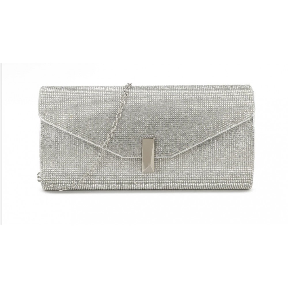 Silver clutch bag