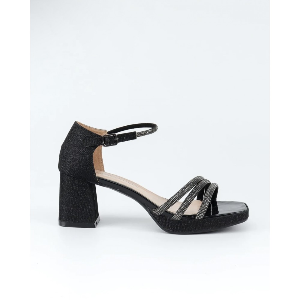 Dress sandal, black sandal with platform and block heel