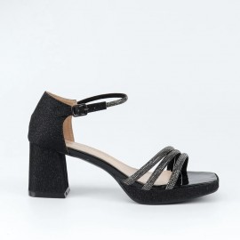 Dress sandal, black sandal with platform and block heel