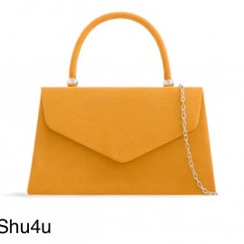 Dress bag, top handle suede bag in mustard