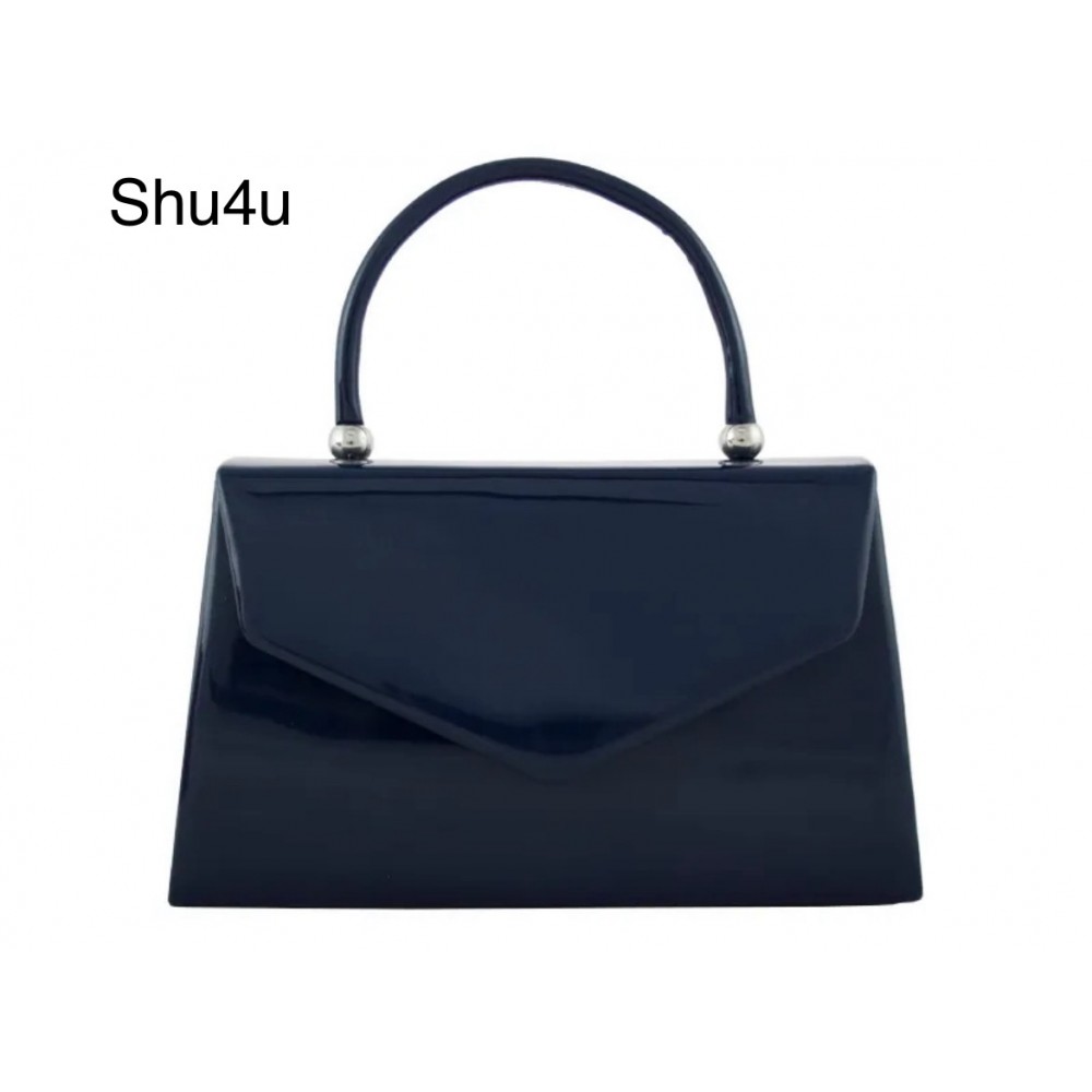 Dress bag, navy patent top handle bag