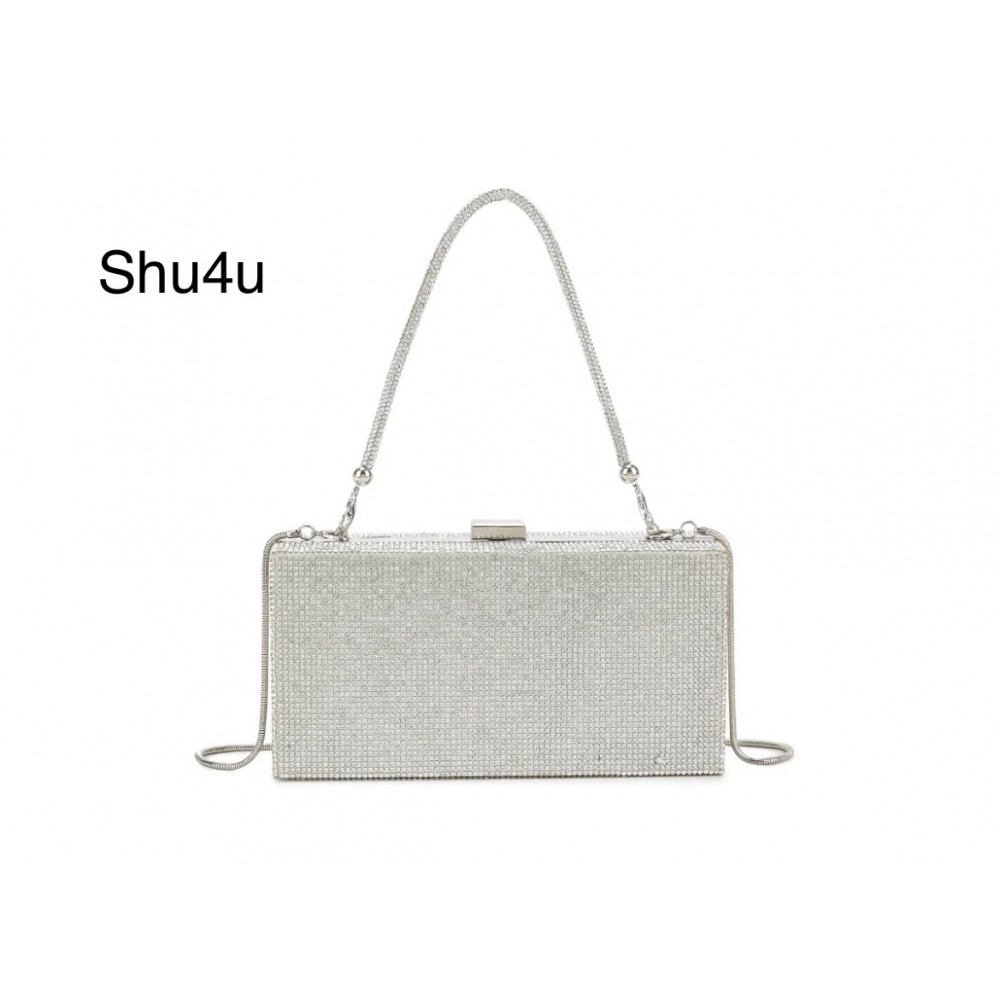 Dress bag, silver bling rectangular compact bag