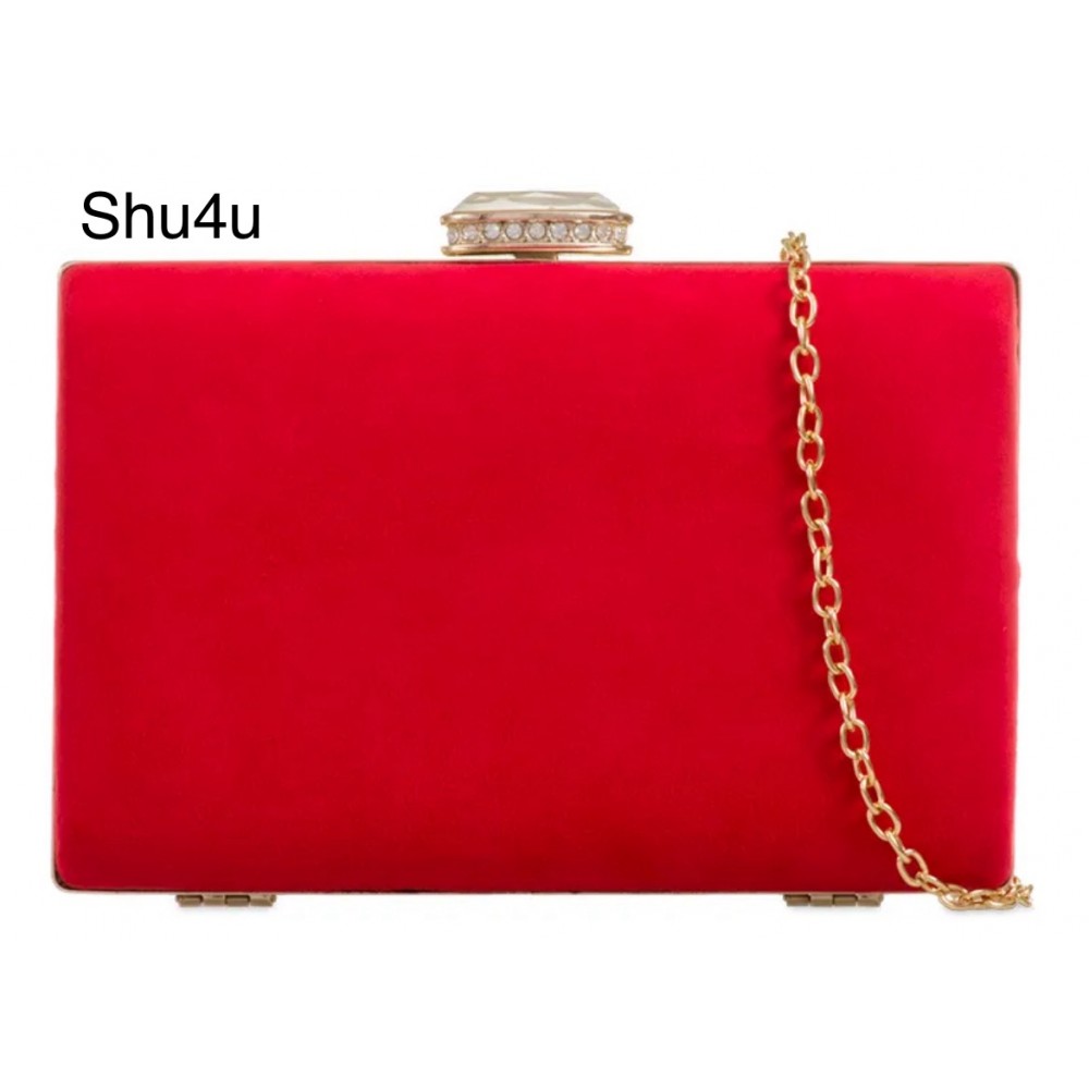 Dress bag, compact clutch bag in red