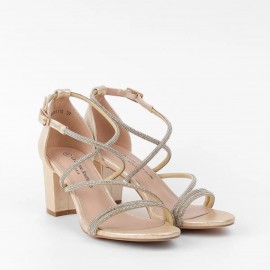 Dress sandal, gold strappy block heel sandals