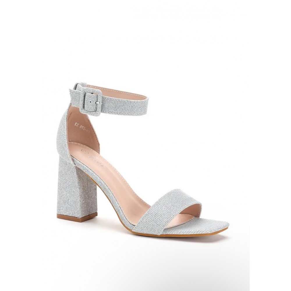 Dress sandal in silver with block heel