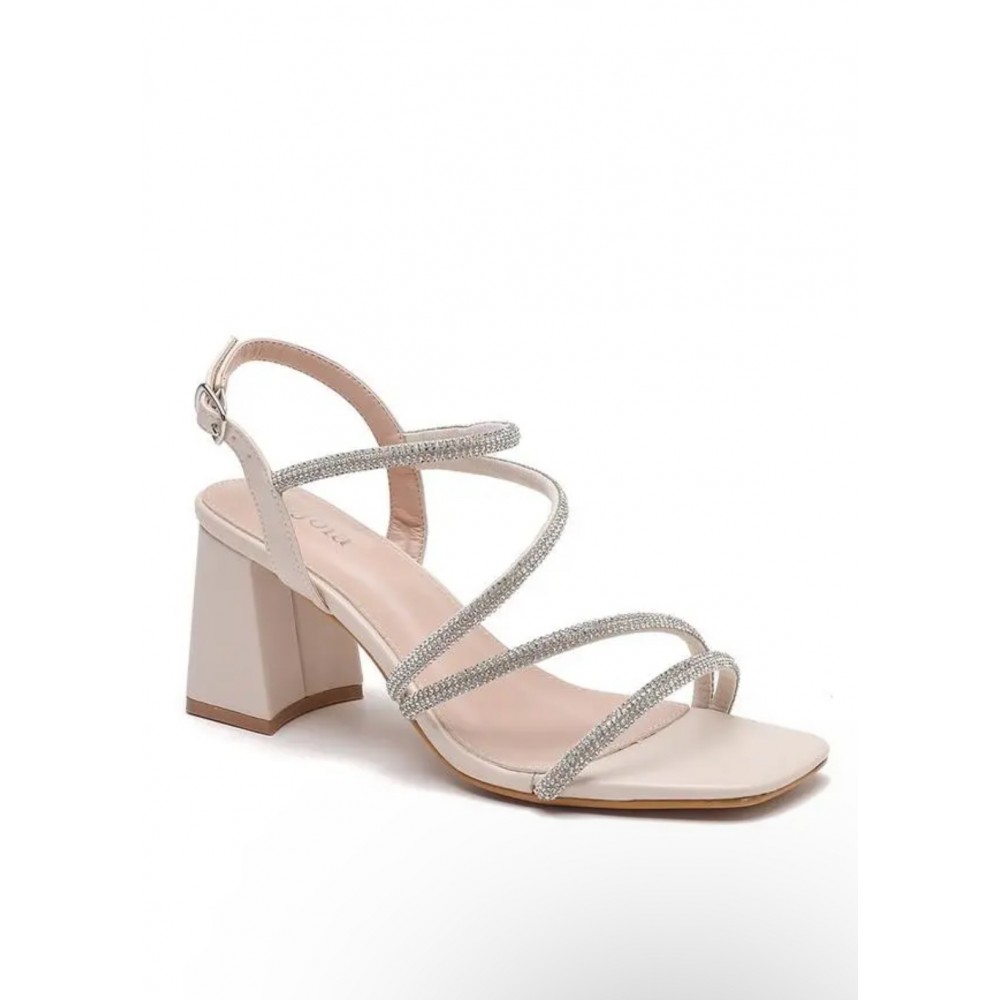 Dress sandal in nude with bling detail