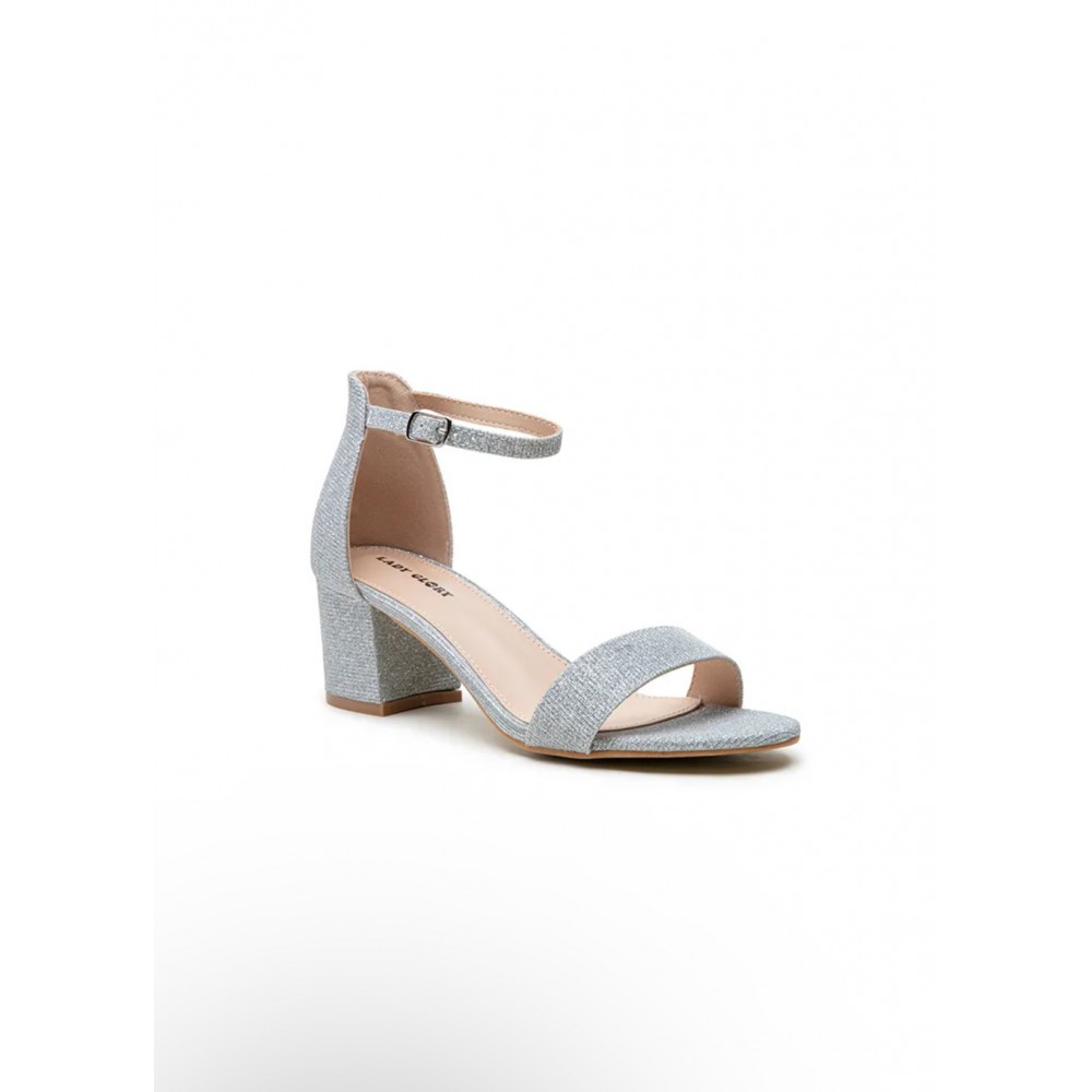 Dress sandal in silver with low block heel