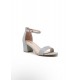 Dress sandal in silver with low block heel
