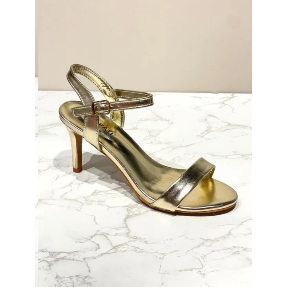Dress sandal in gold with stiletto heel 