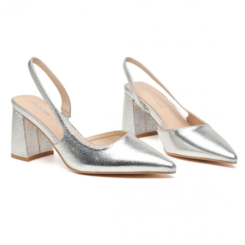 Dress sandal in silver with sling back