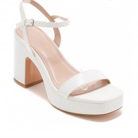 Dress sandal with platform in white
