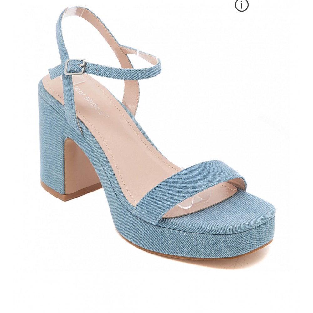 Dress sandal with platform in denim