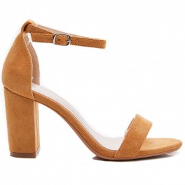 Sandal, camel block heel barely there sandal.