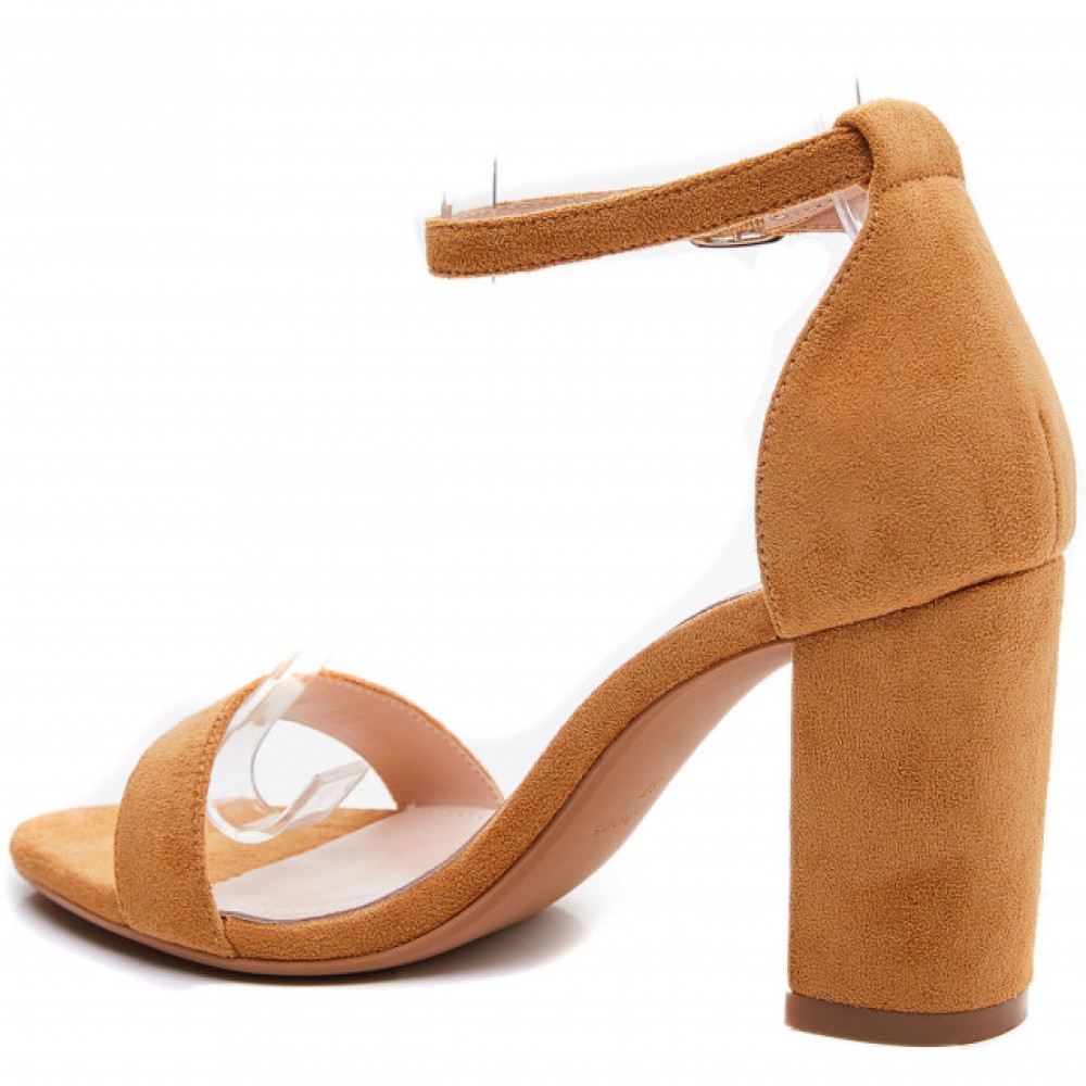 Sandal, camel block heel barely there sandal.