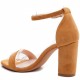 Sandal, camel block heel barely there sandal.