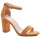 Sandal, camel block heel barely there sandal.