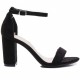 Sandal, black suede block heel barely there sandal.