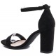 Sandal, black suede block heel barely there sandal.