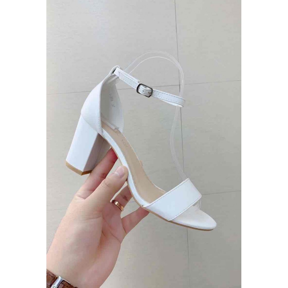Sandal, white block heel barely there sandal.