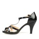 Sandal, black t-bar dress sandal with closed in heel.